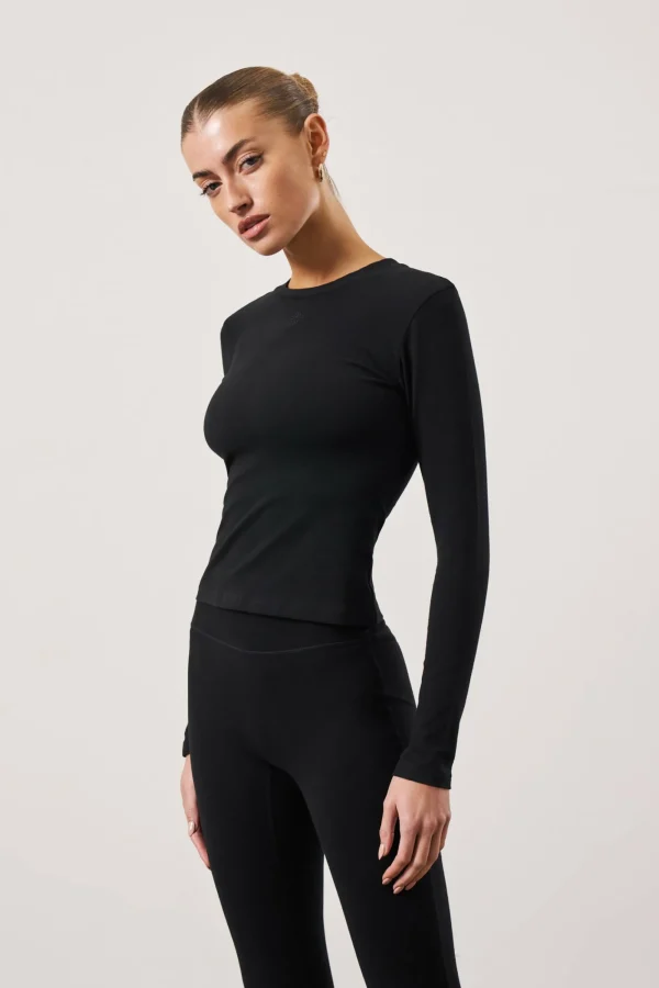 The Couture Club Tops-Emblem Soft Touch Jersey Long Sleeve Top