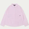 The Couture Club Tops-Emblem Stripe Oversized Shirt