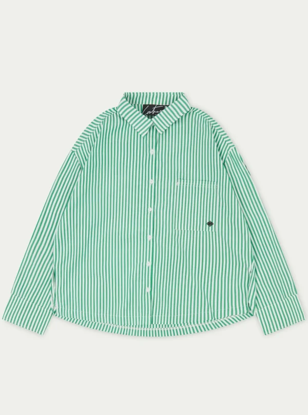 The Couture Club Co-Ords & Sets-Emblem Stripe Oversized Shirt