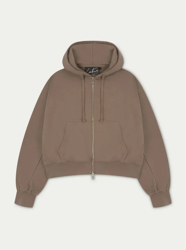 The Couture Club Tracksuits-Emblem Zip Through Relaxed Hoodie