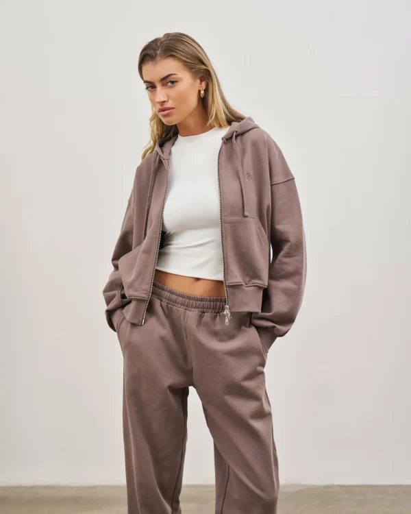 The Couture Club Tracksuits-Emblem Zip Through Relaxed Hoodie