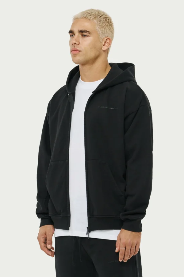 The Couture Club Hoodies-Everyday Washed Relaxed Zip Through Hoodie