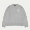 The Couture Club Sweatshirts-Fluffy Knit Emblem Crew
