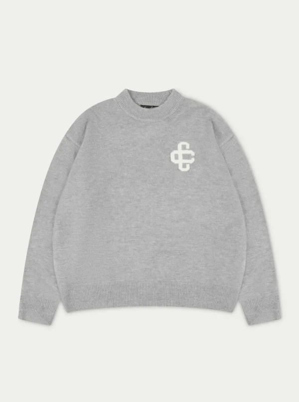 The Couture Club Sweatshirts-Fluffy Knit Emblem Crew