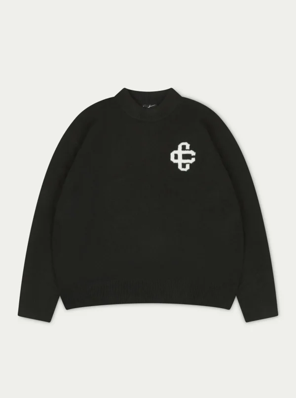The Couture Club Sweatshirts-Fluffy Knit Emblem Crew