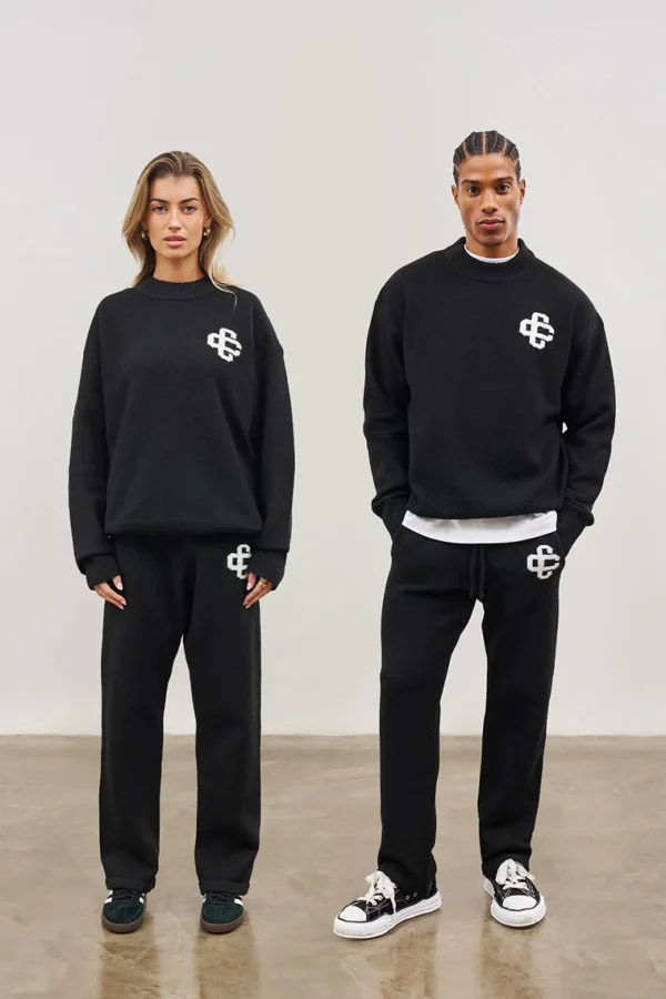 The Couture Club Sweatshirts-Fluffy Knit Emblem Crew