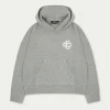 The Couture Club Knitwear-Fluffy Knit Emblem Hoodie