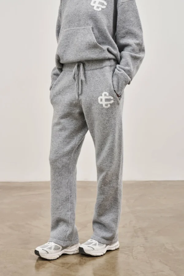 The Couture Club Knitwear-Fluffy Knit Emblem Joggers