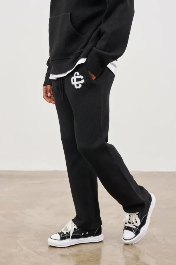 The Couture Club Knitwear-Fluffy Knit Emblem Joggers