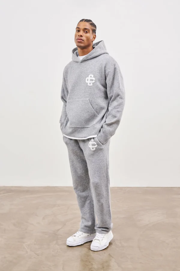 The Couture Club Knitwear-Fluffy Knit Emblem Joggers