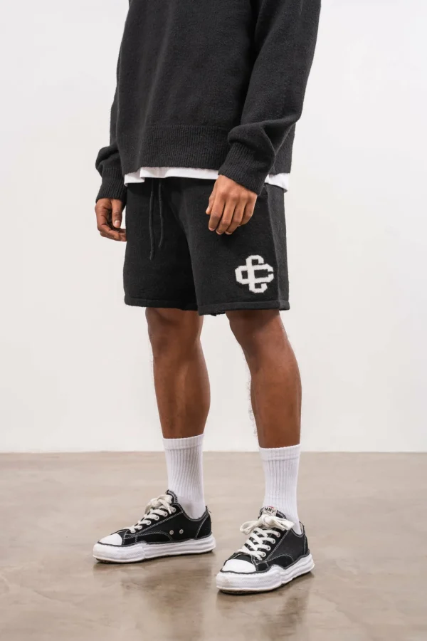 The Couture Club Twinsets-Fluffy Knit Emblem Shorts
