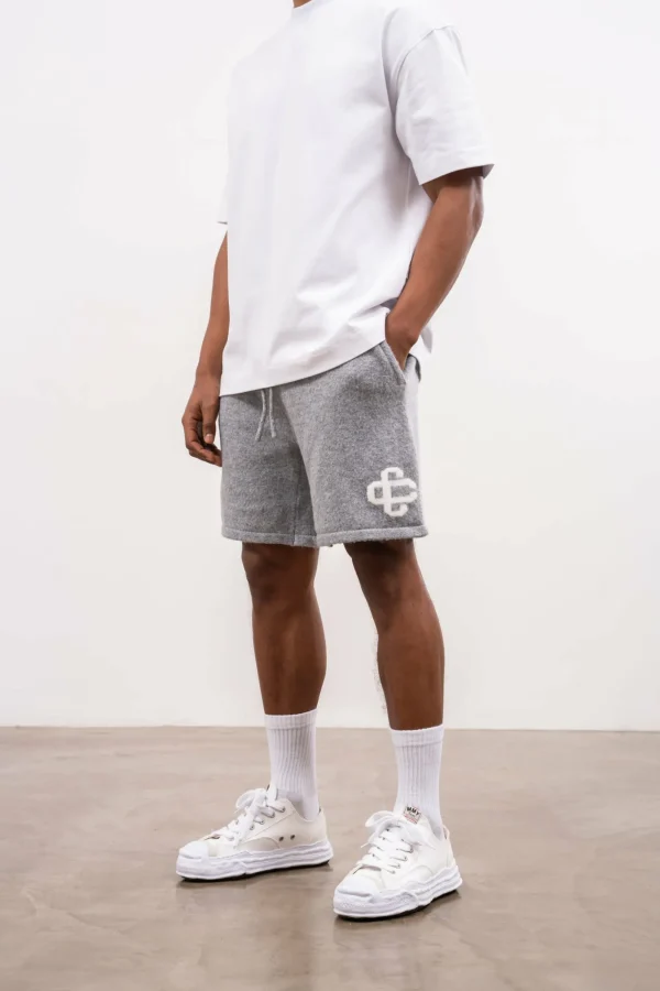The Couture Club Twinsets-Fluffy Knit Emblem Shorts