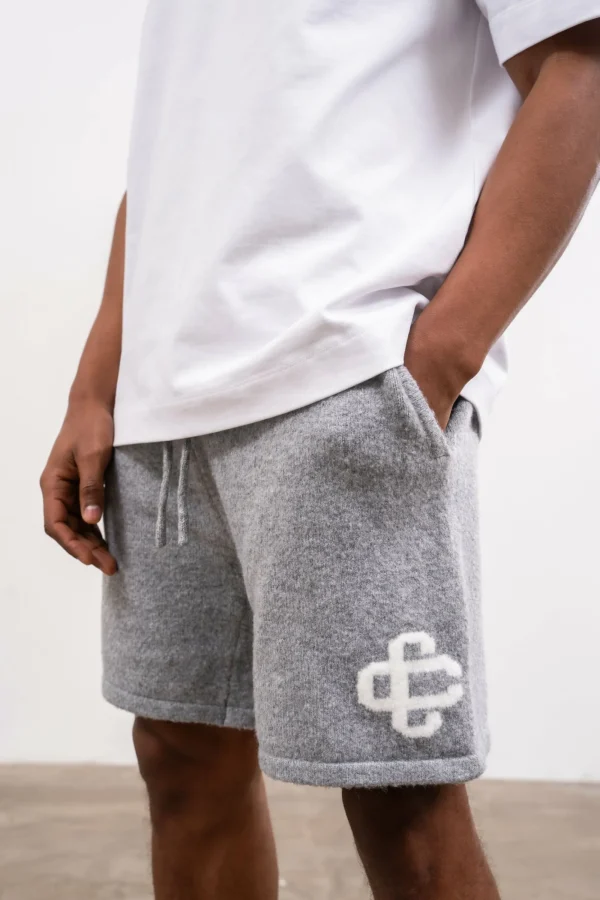 The Couture Club Twinsets-Fluffy Knit Emblem Shorts