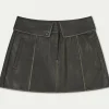 The Couture Club Co-Ords & Sets-Fold Over Waistband Faux Leather Mini Skirt