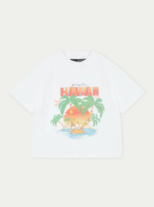 The Couture Club T-Shirts-Hawaiian Print Cropped T-Shirt
