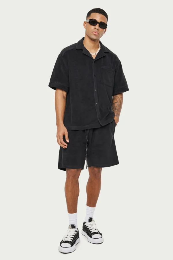 The Couture Club Twinsets-Heavyweight Towelled Revere Shirt