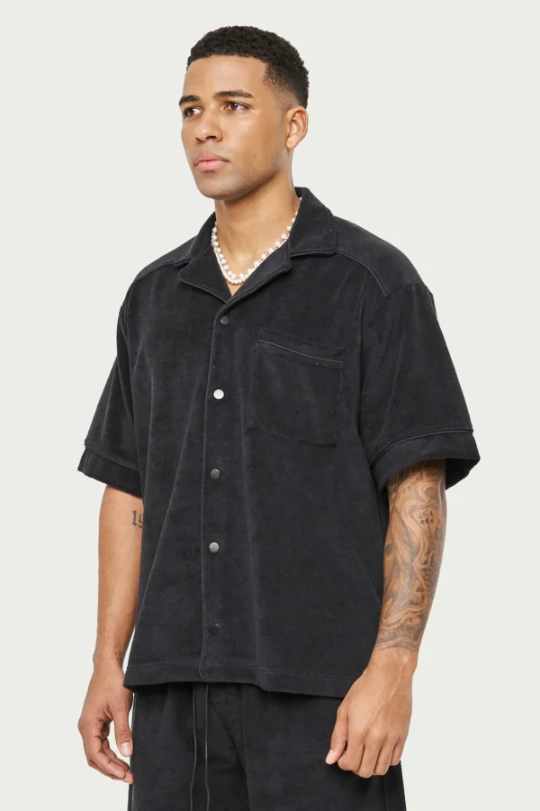 The Couture Club Twinsets-Heavyweight Towelled Revere Shirt