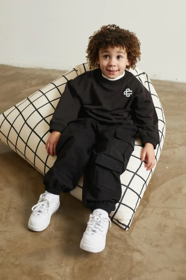 The Couture Club Hoodies & Sweatshirts-Kids Cracked Emblem Crew Sweatshirt
