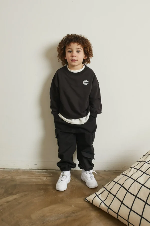 The Couture Club Hoodies & Sweatshirts-Kids Cracked Emblem Crew Sweatshirt