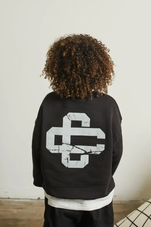 The Couture Club Hoodies & Sweatshirts-Kids Cracked Emblem Crew Sweatshirt