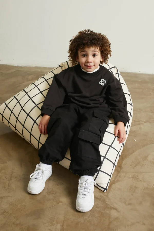 The Couture Club Hoodies & Sweatshirts-Kids Cracked Emblem Crew Sweatshirt