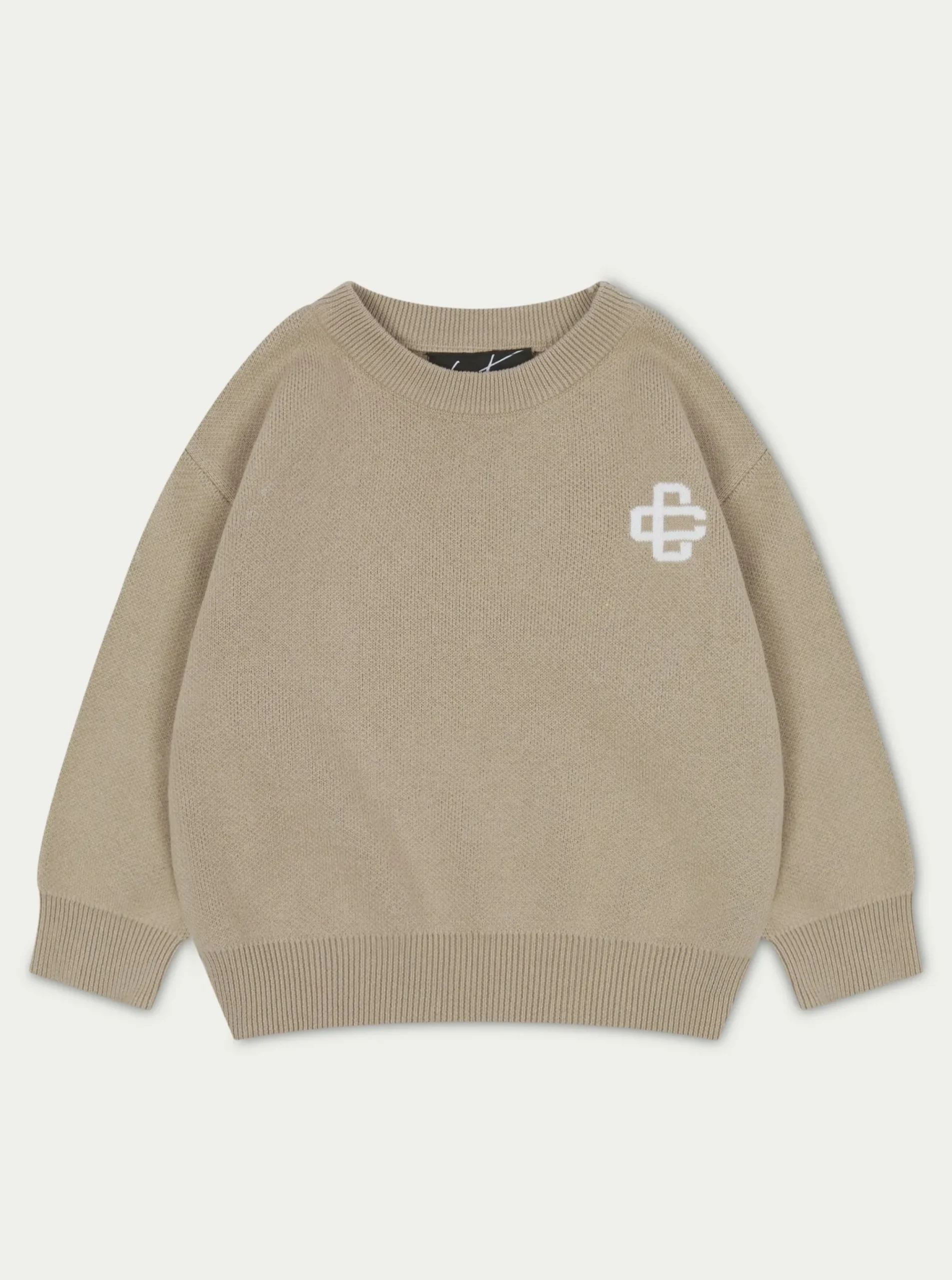 kids_knitted_emblem_crew_0-1.webp The Couture Club Tracksuits & Sets-Kids Knitted Emblem Crew