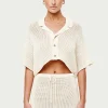 The Couture Club Co-Ords & Sets-Knitted Cropped Resort Shirt