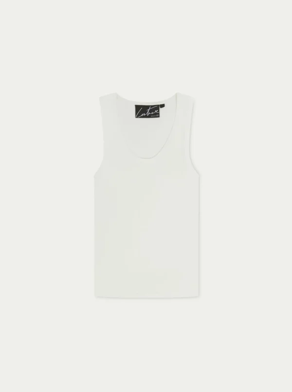 The Couture Club Tops-Knitted Logo Racer Vest