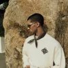 The Couture Club Twinsets-Lightweight Fluffy Knit Emblem Crew