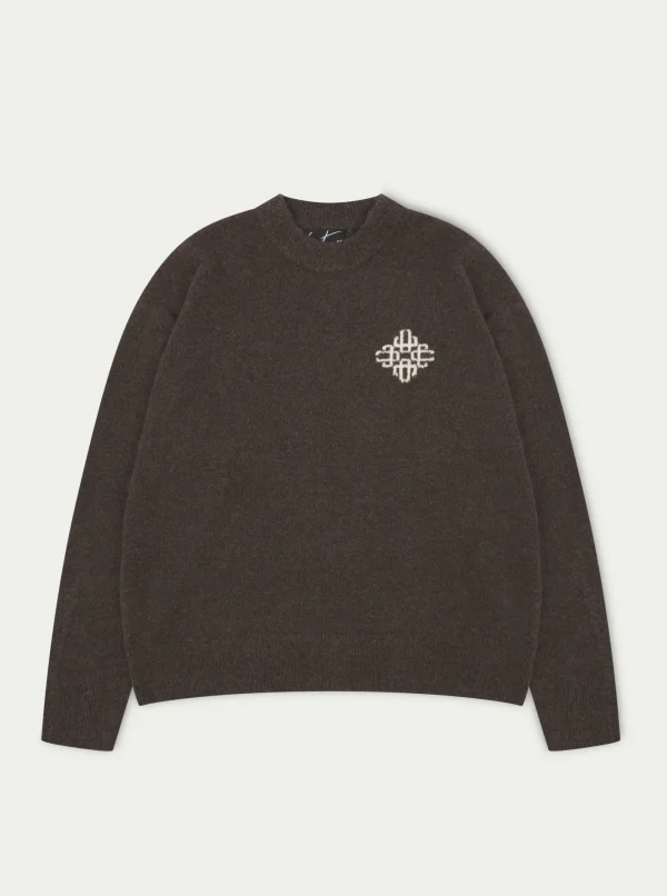 The Couture Club Sweatshirts-Lightweight Fluffy Knit Emblem Crew