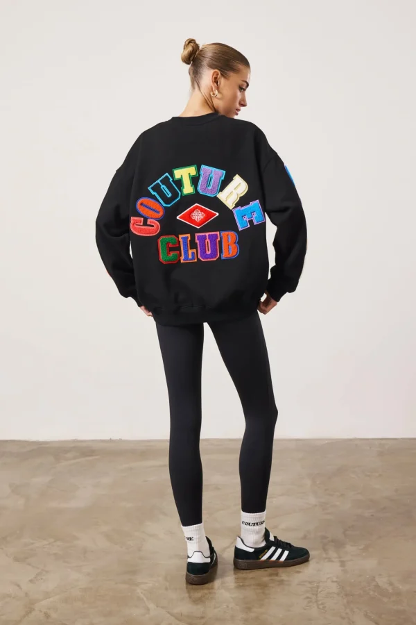 The Couture Club Sweatshirts-Multibadged Chenille Relaxed Sweatshirt