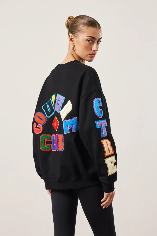 The Couture Club Sweatshirts-Multibadged Chenille Relaxed Sweatshirt