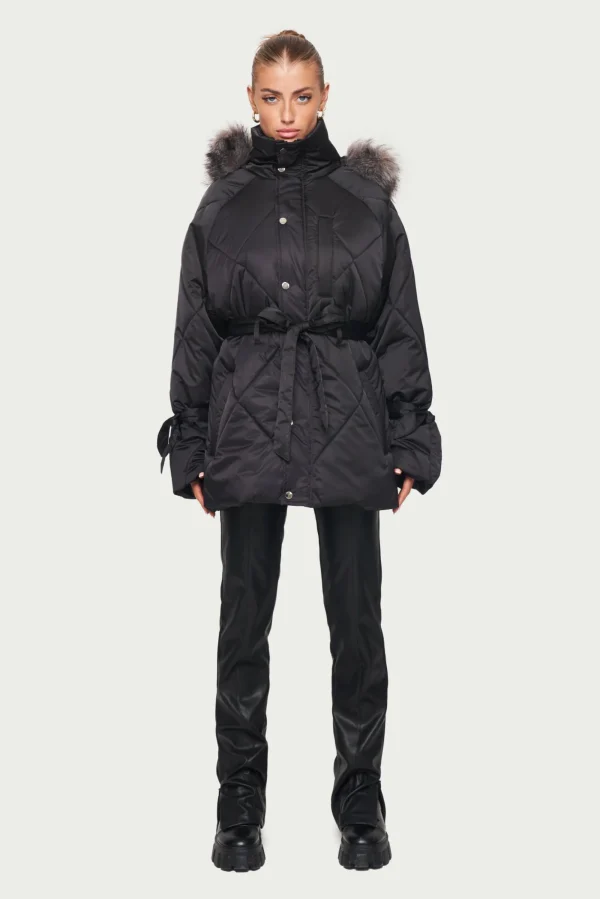 The Couture Club Coats & Jackets-Oversize Fur Hooded Parka Jacket