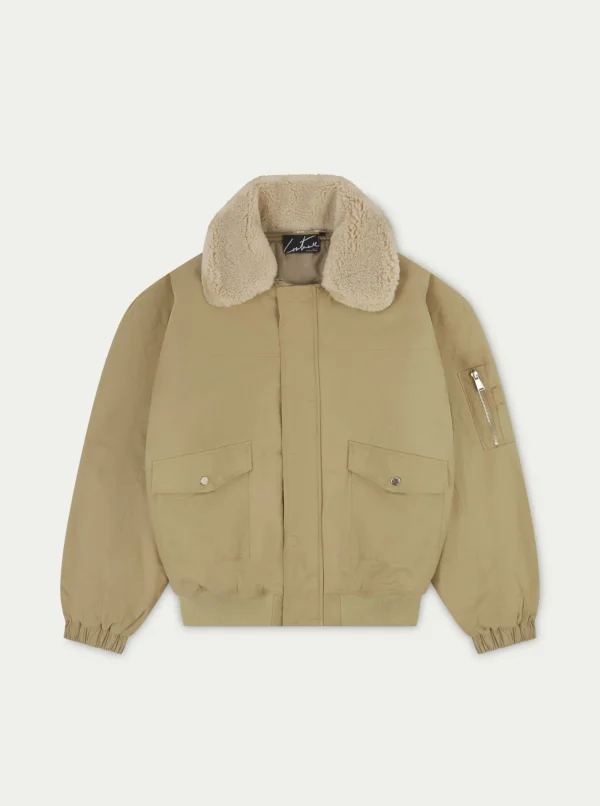 The Couture Club Coats & Jackets-Oversized Borg Detail Bomber Jacket