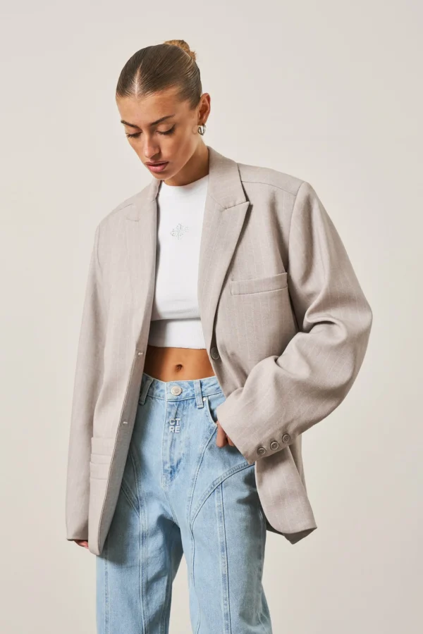 The Couture Club Coats & Jackets-Oversized Pinstripe Blazer