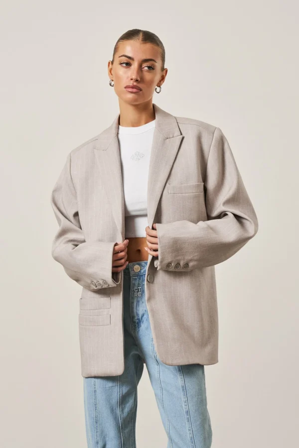 The Couture Club Coats & Jackets-Oversized Pinstripe Blazer