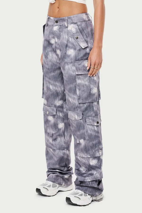 The Couture Club Bottoms-Oversized Tie Hem Cargo Pants