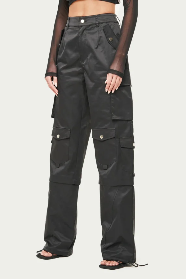 The Couture Club Bottoms-Oversized Tie Hem Cargo Pants