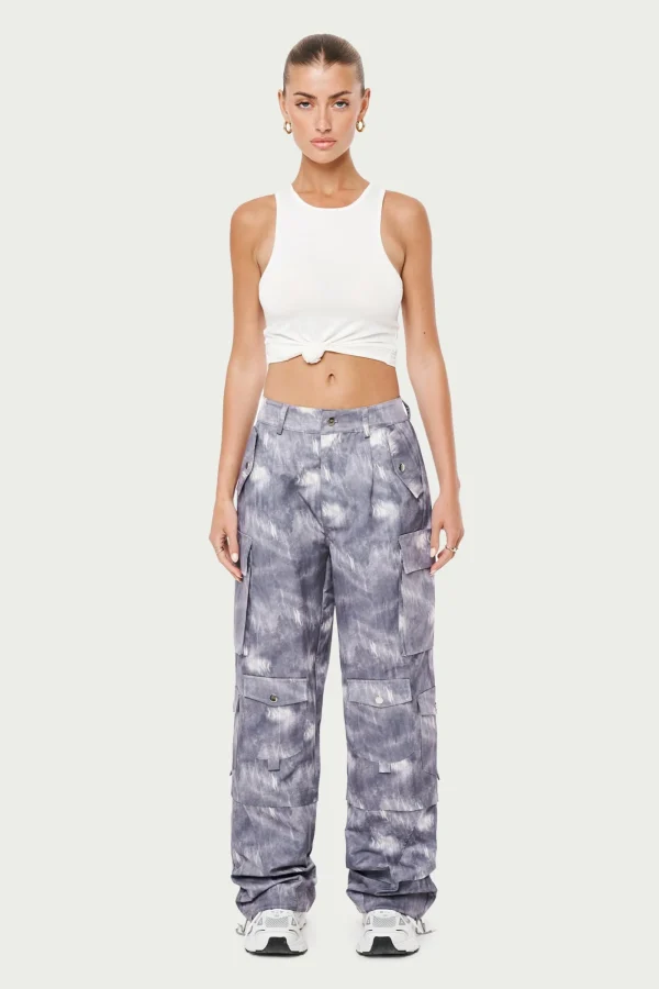 The Couture Club Bottoms-Oversized Tie Hem Cargo Pants