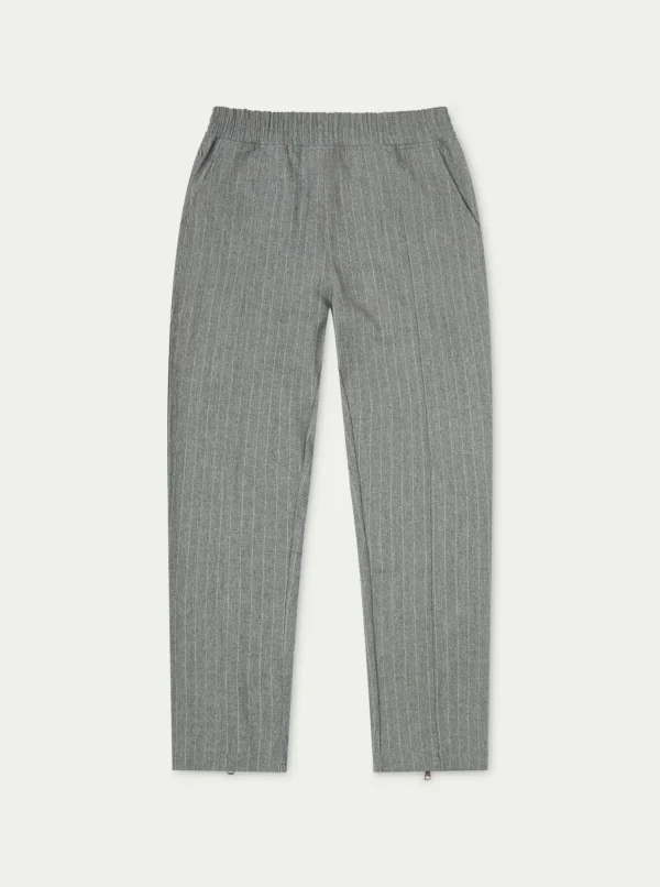 The Couture Club Bottoms-Pinstripe Smart Zip Hem Tailored Trouser