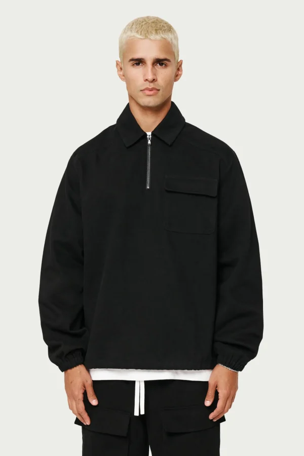 The Couture Club Coats & Jackets-Quarter Zip Pull Over Shacket