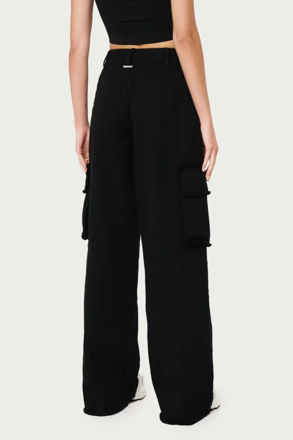 The Couture Club Bottoms-Raw Seam Detail Wide Leg Cargo