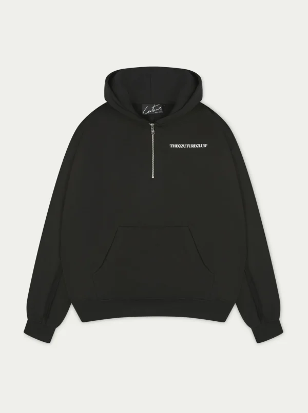 The Couture Club Twinsets-Raw Seam Quarter Zip Hoodie