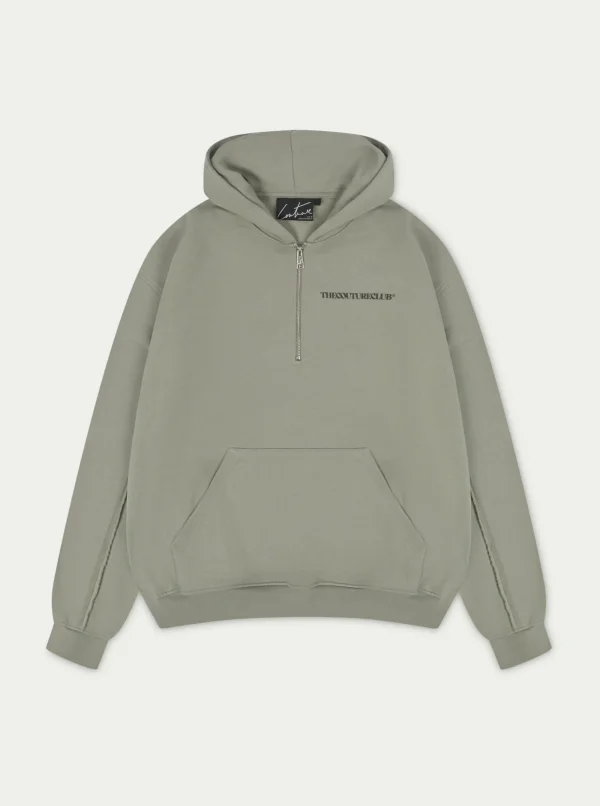 The Couture Club Twinsets-Raw Seam Quarter Zip Hoodie
