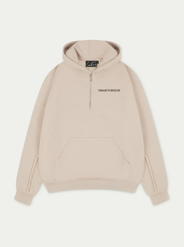 The Couture Club Twinsets-Raw Seam Quarter Zip Hoodie