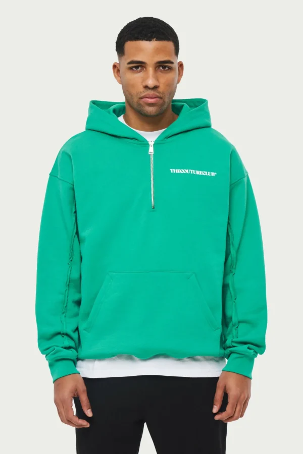 The Couture Club Hoodies-Raw Seam Quarter Zip Hoodie