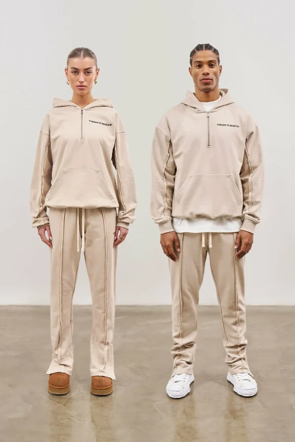 The Couture Club Twinsets-Raw Seam Quarter Zip Hoodie