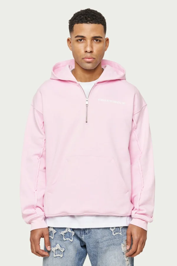 The Couture Club Hoodies-Raw Seam Quarter Zip Hoodie