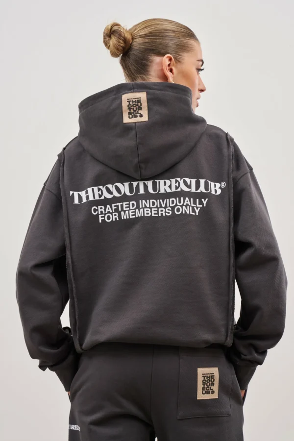 The Couture Club Twinsets-Raw Seam Quarter Zip Hoodie