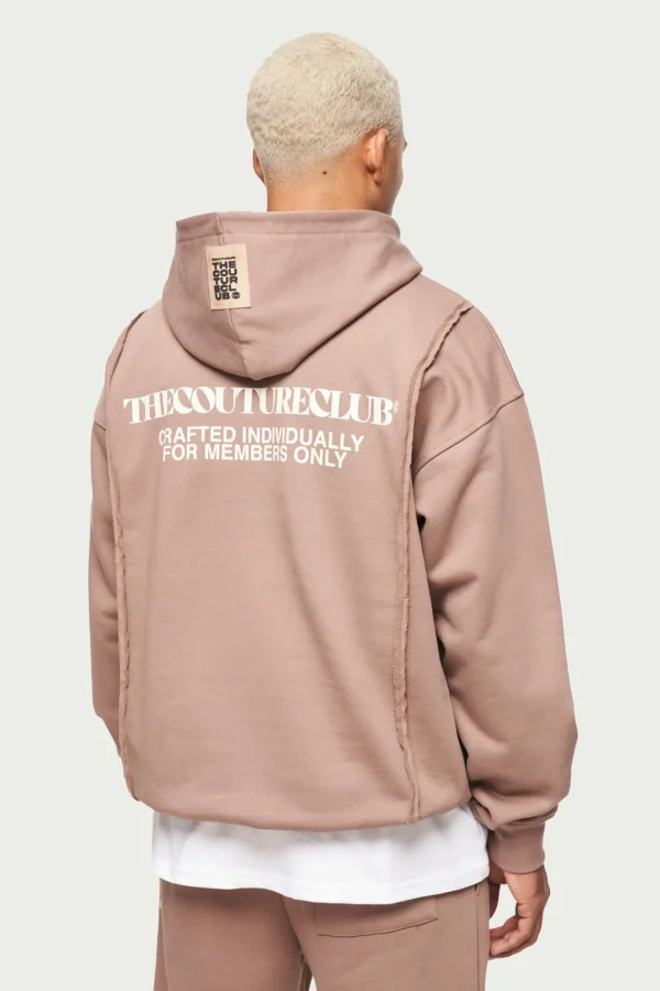 The Couture Club Twinsets-Raw Seam Quarter Zip Hoodie